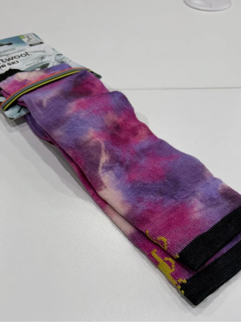 SmartWool Boys Girls Kids Medium Tie Dye Print Zero Cushion Ski Socks Purple NWT